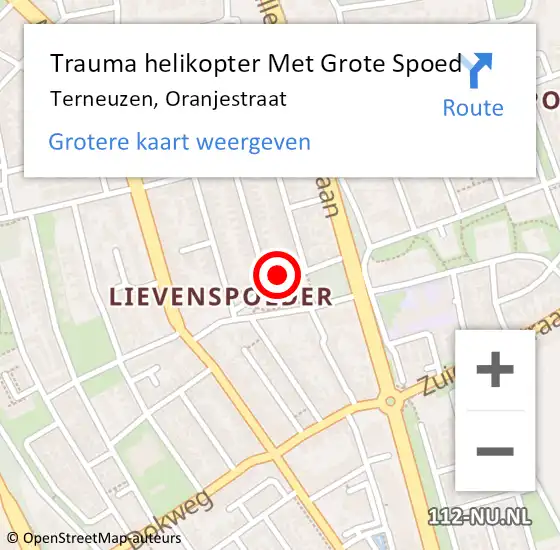 Locatie op kaart van de 112 melding: Trauma helikopter Met Grote Spoed Naar Terneuzen, Oranjestraat op 13 augustus 2024 23:18