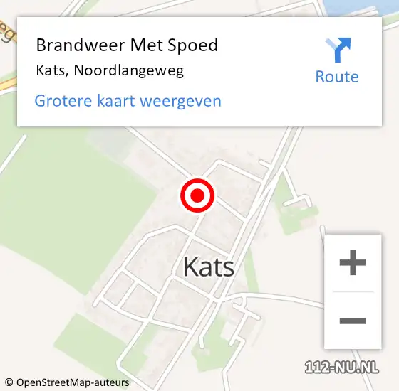 Locatie op kaart van de 112 melding: Brandweer Met Spoed Naar Kats, Noordlangeweg op 13 augustus 2024 23:24