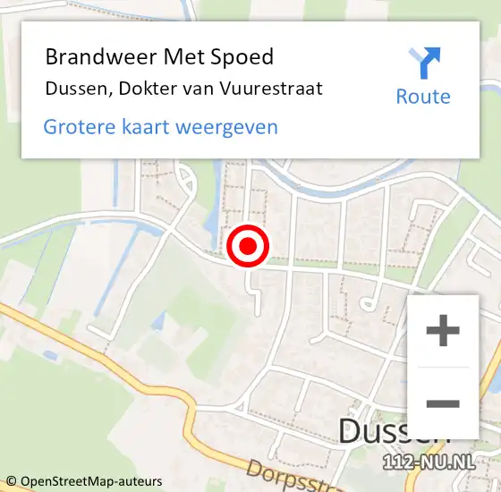 Locatie op kaart van de 112 melding: Brandweer Met Spoed Naar Dussen, Dokter van Vuurestraat op 13 augustus 2024 23:38