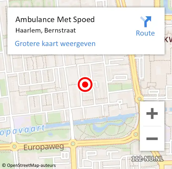 Locatie op kaart van de 112 melding: Ambulance Met Spoed Naar Haarlem, Bernstraat op 13 augustus 2024 23:55