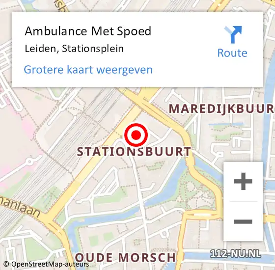 Locatie op kaart van de 112 melding: Ambulance Met Spoed Naar Warmond, Stationsplein op 13 augustus 2024 23:58