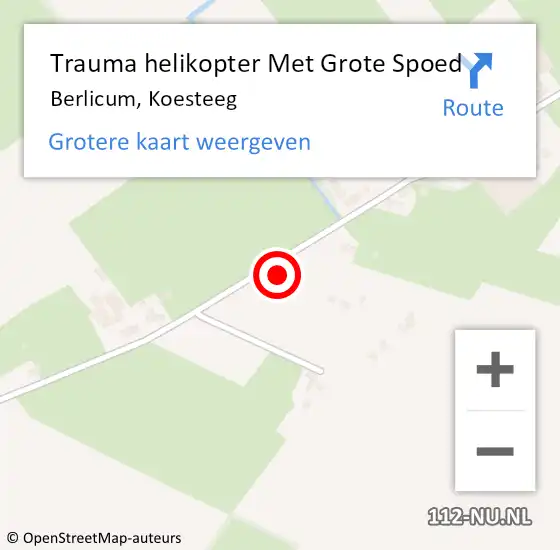 Locatie op kaart van de 112 melding: Trauma helikopter Met Grote Spoed Naar Berlicum, Koesteeg op 14 augustus 2024 00:16