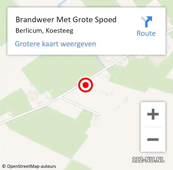 Locatie op kaart van de 112 melding: Brandweer Met Grote Spoed Naar Berlicum, Koesteeg op 14 augustus 2024 00:18