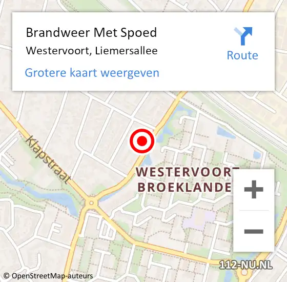 Locatie op kaart van de 112 melding: Brandweer Met Spoed Naar Westervoort, Liemersallee op 14 augustus 2024 00:19