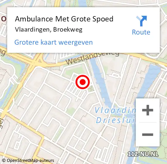 Locatie op kaart van de 112 melding: Ambulance Met Grote Spoed Naar Vlaardingen, Broekweg op 14 augustus 2024 00:25