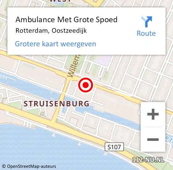 Locatie op kaart van de 112 melding: Ambulance Met Grote Spoed Naar Rotterdam, Oostzeedijk op 14 augustus 2024 01:20