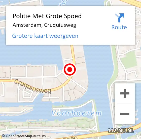 Locatie op kaart van de 112 melding: Politie Met Grote Spoed Naar Amsterdam, Cruquiusweg op 14 augustus 2024 01:22