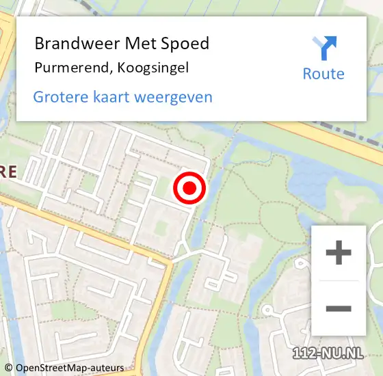 Locatie op kaart van de 112 melding: Brandweer Met Spoed Naar Purmerend, Koogsingel op 14 augustus 2024 01:56