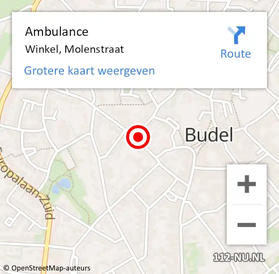 Locatie op kaart van de 112 melding: Ambulance Winkel, Molenstraat op 17 oktober 2013 19:08
