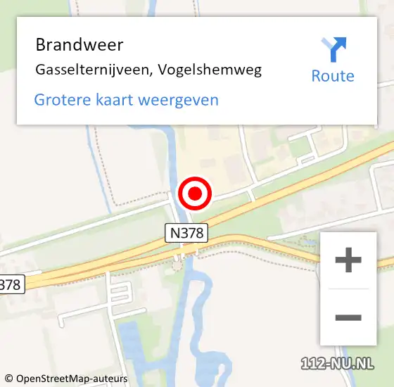 Locatie op kaart van de 112 melding: Brandweer Gasselternijveen, Vogelshemweg op 14 augustus 2024 02:39