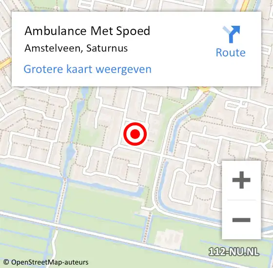 Locatie op kaart van de 112 melding: Ambulance Met Spoed Naar Amstelveen, Saturnus op 14 augustus 2024 02:47