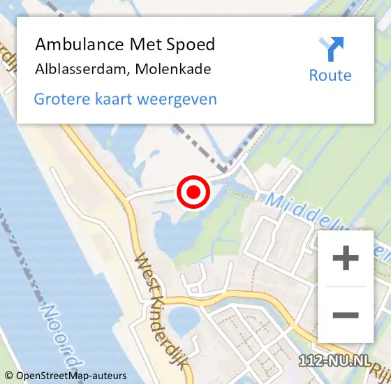 Locatie op kaart van de 112 melding: Ambulance Met Spoed Naar Alblasserdam, Molenkade op 14 augustus 2024 03:03