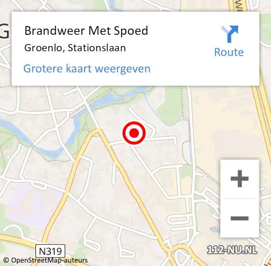 Locatie op kaart van de 112 melding: Brandweer Met Spoed Naar Groenlo, Stationslaan op 14 augustus 2024 03:14