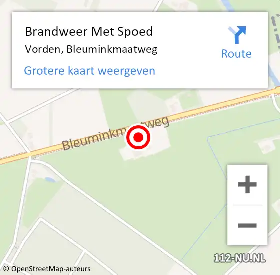 Locatie op kaart van de 112 melding: Brandweer Met Spoed Naar Vorden, Bleuminkmaatweg op 14 augustus 2024 06:01