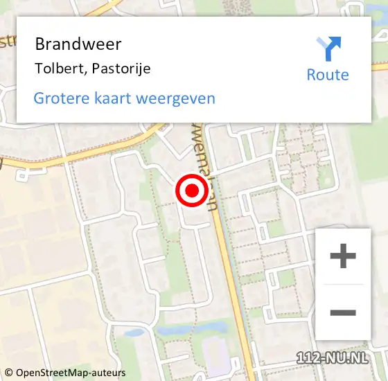 Locatie op kaart van de 112 melding: Brandweer Tolbert, Pastorije op 14 augustus 2024 06:39