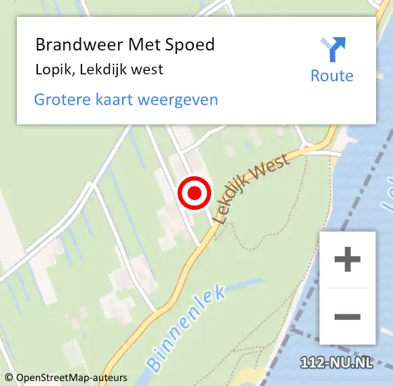 Locatie op kaart van de 112 melding: Brandweer Met Spoed Naar Lopik, Lekdijk west op 14 augustus 2024 07:01