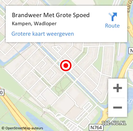 Locatie op kaart van de 112 melding: Brandweer Met Grote Spoed Naar Kampen, Wadloper op 14 augustus 2024 07:26