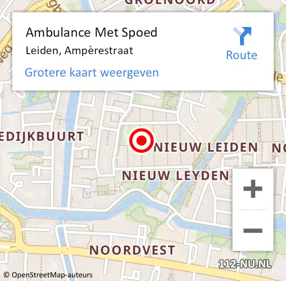 Locatie op kaart van de 112 melding: Ambulance Met Spoed Naar Nieuwveen, Ampèrestraat op 14 augustus 2024 08:27