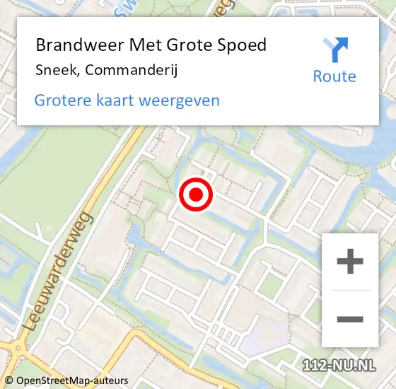 Locatie op kaart van de 112 melding: Brandweer Met Grote Spoed Naar Sneek, Commanderij op 14 augustus 2024 08:40