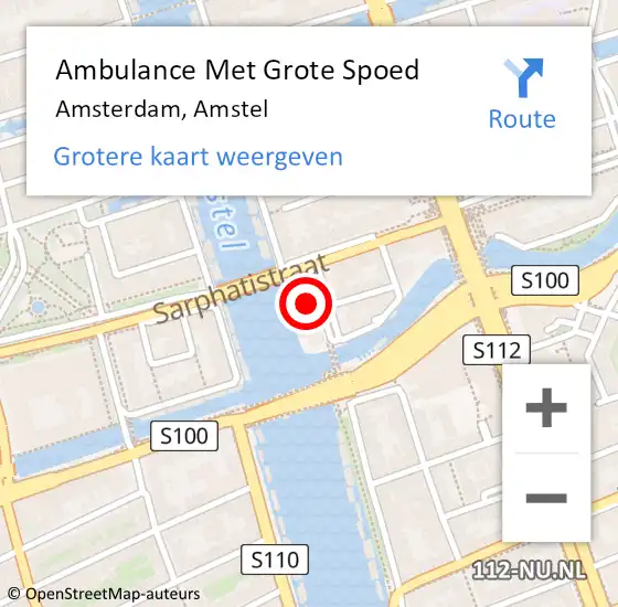 Locatie op kaart van de 112 melding: Ambulance Met Grote Spoed Naar Amsterdam, Amstel op 14 augustus 2024 08:44