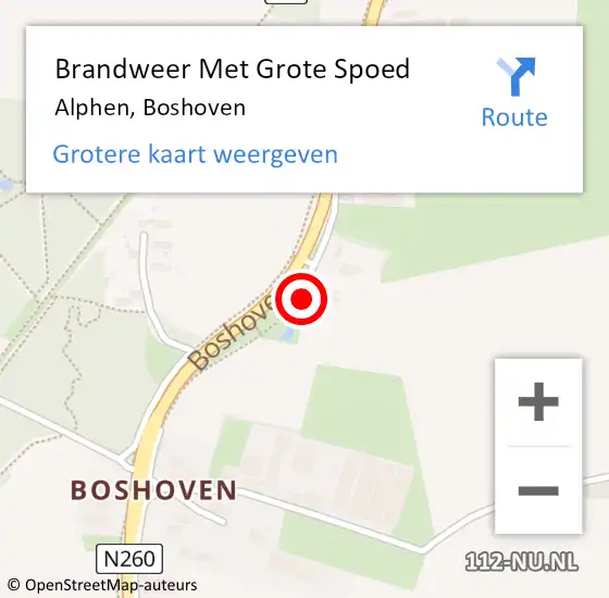 Locatie op kaart van de 112 melding: Brandweer Met Grote Spoed Naar Alphen, Boshoven op 14 augustus 2024 08:56