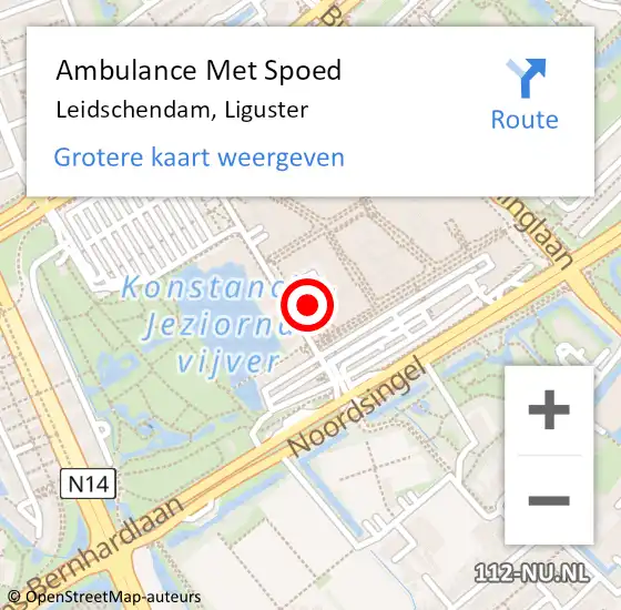 Locatie op kaart van de 112 melding: Ambulance Met Spoed Naar Leidschendam, Liguster op 14 augustus 2024 09:00