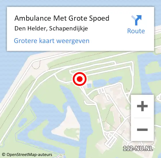 Locatie op kaart van de 112 melding: Ambulance Met Grote Spoed Naar Den Helder, Schapendijkje op 14 augustus 2024 09:04