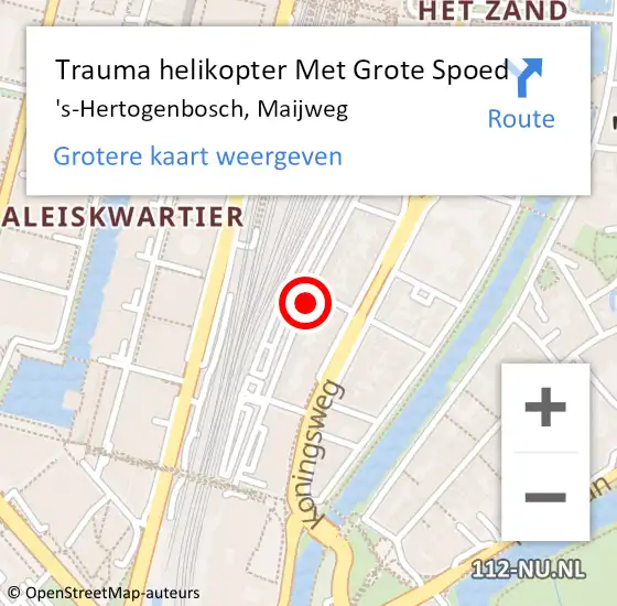 Locatie op kaart van de 112 melding: Trauma helikopter Met Grote Spoed Naar 's-Hertogenbosch, Maijweg op 14 augustus 2024 09:06