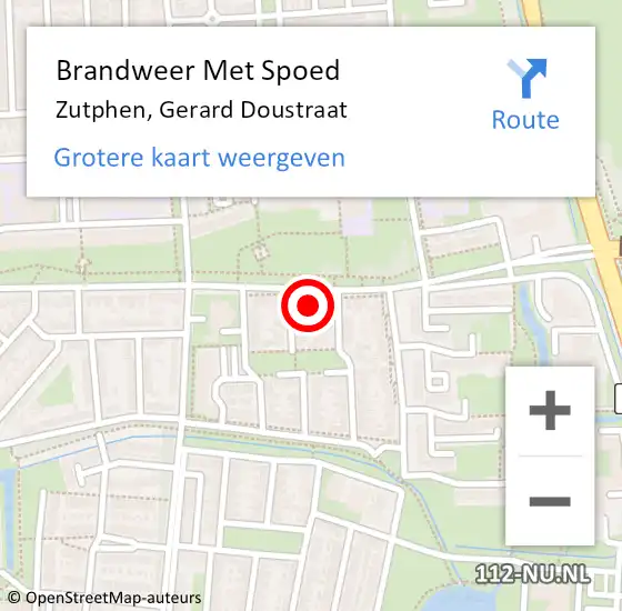 Locatie op kaart van de 112 melding: Brandweer Met Spoed Naar Zutphen, Gerard Doustraat op 14 augustus 2024 09:08