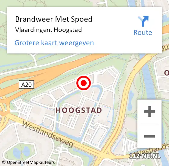 Locatie op kaart van de 112 melding: Brandweer Met Spoed Naar Vlaardingen, Hoogstad op 14 augustus 2024 09:11