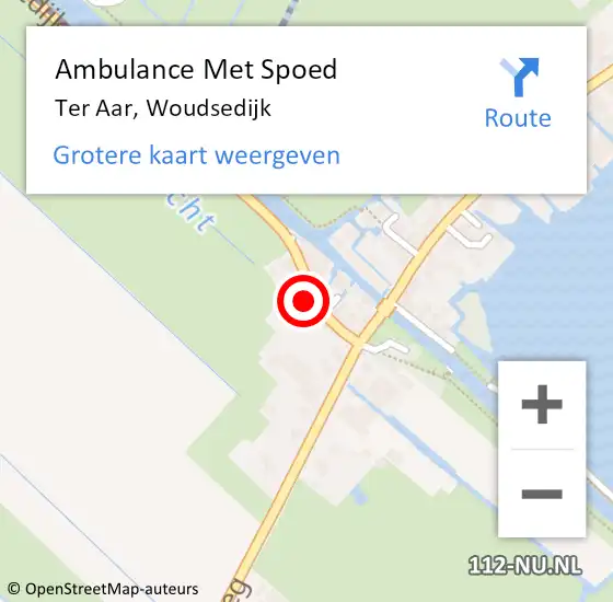 Locatie op kaart van de 112 melding: Ambulance Met Spoed Naar Ter Aar, Woudsedijk op 16 oktober 2014 10:28