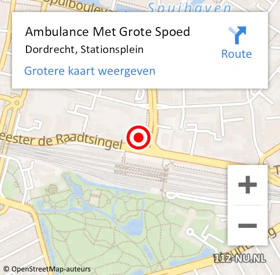 Locatie op kaart van de 112 melding: Ambulance Met Grote Spoed Naar Dordrecht, Stationsplein op 14 augustus 2024 09:45