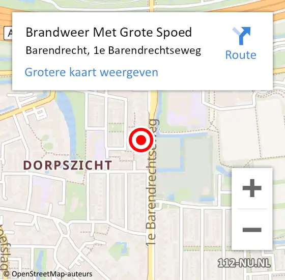 Locatie op kaart van de 112 melding: Brandweer Met Grote Spoed Naar Barendrecht, 1e Barendrechtseweg op 14 augustus 2024 09:55