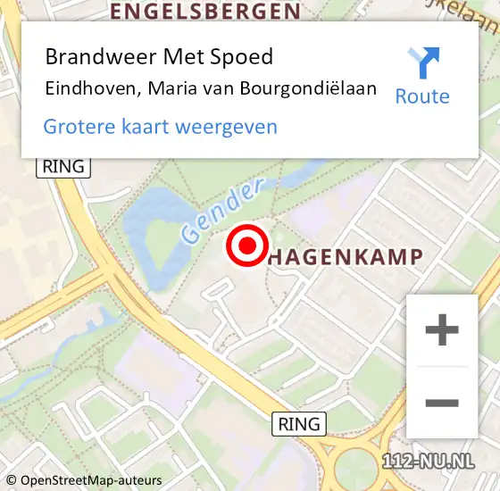 Locatie op kaart van de 112 melding: Brandweer Met Spoed Naar Eindhoven, Maria van Bourgondiëlaan op 14 augustus 2024 09:56