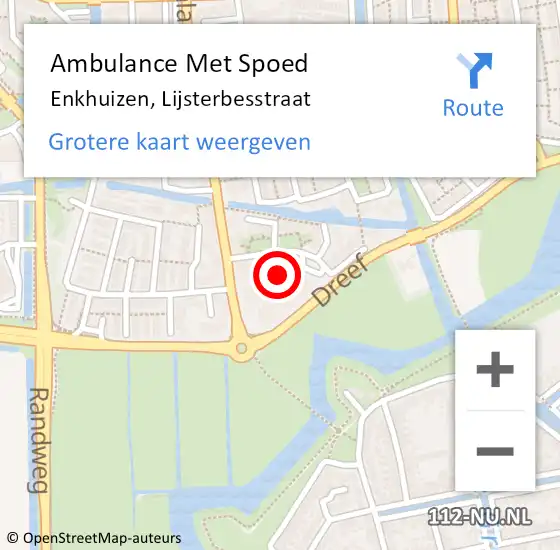 Locatie op kaart van de 112 melding: Ambulance Met Spoed Naar Enkhuizen, Lijsterbesstraat op 14 augustus 2024 10:01