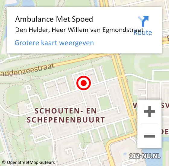 Locatie op kaart van de 112 melding: Ambulance Met Spoed Naar Den Helder, Heer Willem van Egmondstraat op 14 augustus 2024 10:04