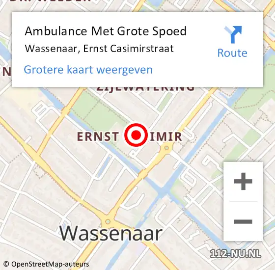 Locatie op kaart van de 112 melding: Ambulance Met Grote Spoed Naar Wassenaar, Ernst Casimirstraat op 14 augustus 2024 10:12