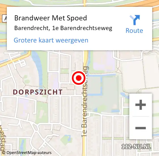 Locatie op kaart van de 112 melding: Brandweer Met Spoed Naar Barendrecht, 1e Barendrechtseweg op 14 augustus 2024 10:20