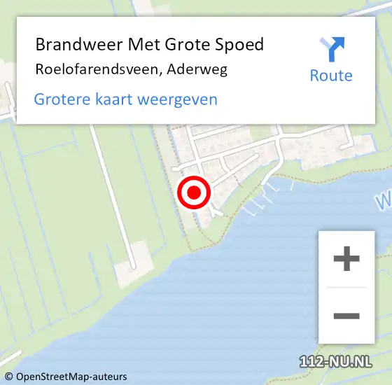 Locatie op kaart van de 112 melding: Brandweer Met Grote Spoed Naar Roelofarendsveen, Aderweg op 14 augustus 2024 10:25