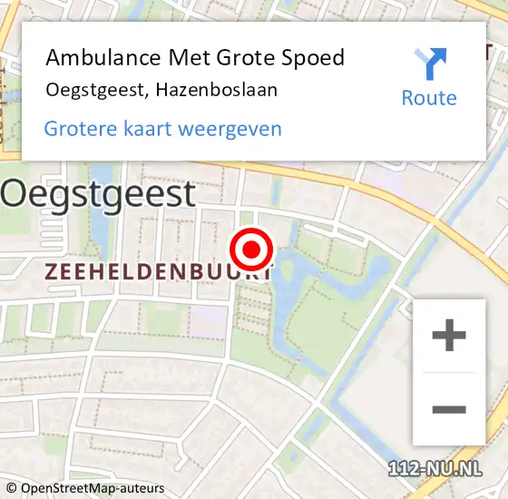 Locatie op kaart van de 112 melding: Ambulance Met Grote Spoed Naar Oegstgeest, Hazenboslaan op 14 augustus 2024 10:27