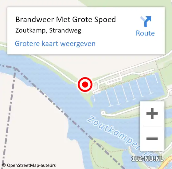 Locatie op kaart van de 112 melding: Brandweer Met Grote Spoed Naar Zoutkamp, Strandweg op 16 oktober 2014 10:36