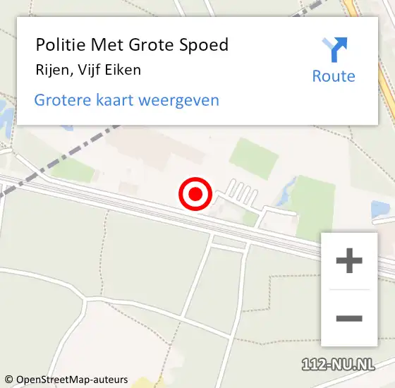 Locatie op kaart van de 112 melding: Politie Met Grote Spoed Naar Rijen, Vijf Eiken op 14 augustus 2024 10:58