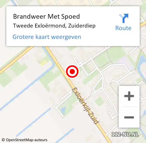 Locatie op kaart van de 112 melding: Brandweer Met Spoed Naar Tweede Exloërmond, Zuiderdiep op 14 augustus 2024 10:58