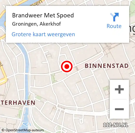 Locatie op kaart van de 112 melding: Brandweer Met Spoed Naar Groningen, Akerkhof op 14 augustus 2024 11:01