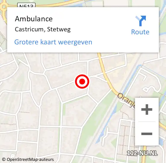 Locatie op kaart van de 112 melding: Ambulance Castricum, Stetweg op 14 augustus 2024 11:14