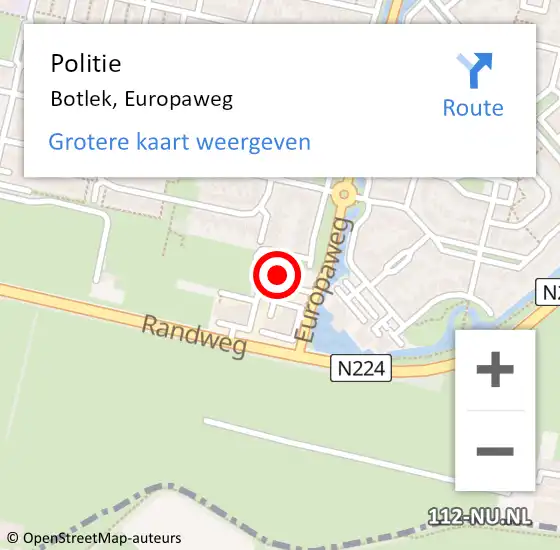 Locatie op kaart van de 112 melding: Politie Botlek, Europaweg op 14 augustus 2024 11:15