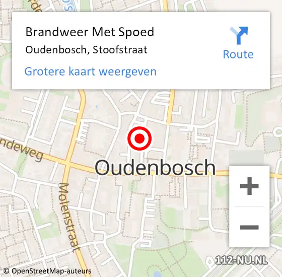 Locatie op kaart van de 112 melding: Brandweer Met Spoed Naar Oudenbosch, Stoofstraat op 14 augustus 2024 11:21