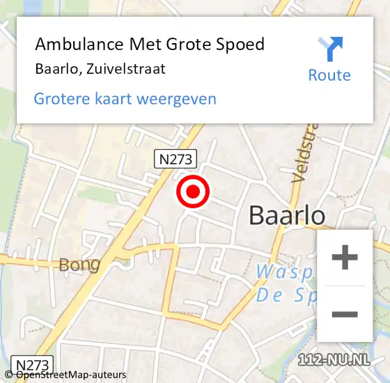 Locatie op kaart van de 112 melding: Ambulance Met Grote Spoed Naar Baarlo Lb, Zuivelstraat op 16 oktober 2014 10:40