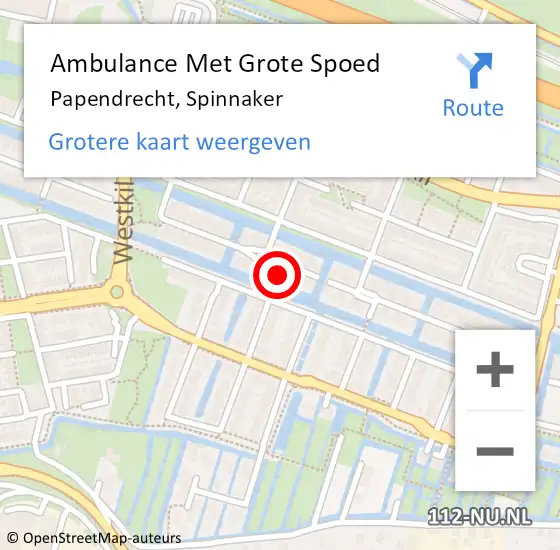 Locatie op kaart van de 112 melding: Ambulance Met Grote Spoed Naar Papendrecht, Spinnaker op 14 augustus 2024 11:37