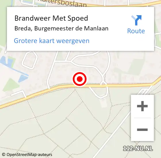 Locatie op kaart van de 112 melding: Brandweer Met Spoed Naar Breda, Burgemeester de Manlaan op 14 augustus 2024 11:40